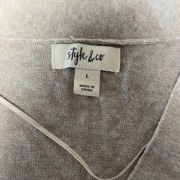 Style &‎ Co. Womens High Low Tunic Sweater Top Oatmeal Beige Large - Picture 4 of 12